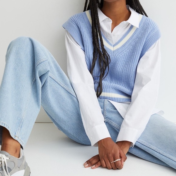 Brand New H&M Ribbed Sweater Vest Light Blue- Size M - Picture 4 of 6